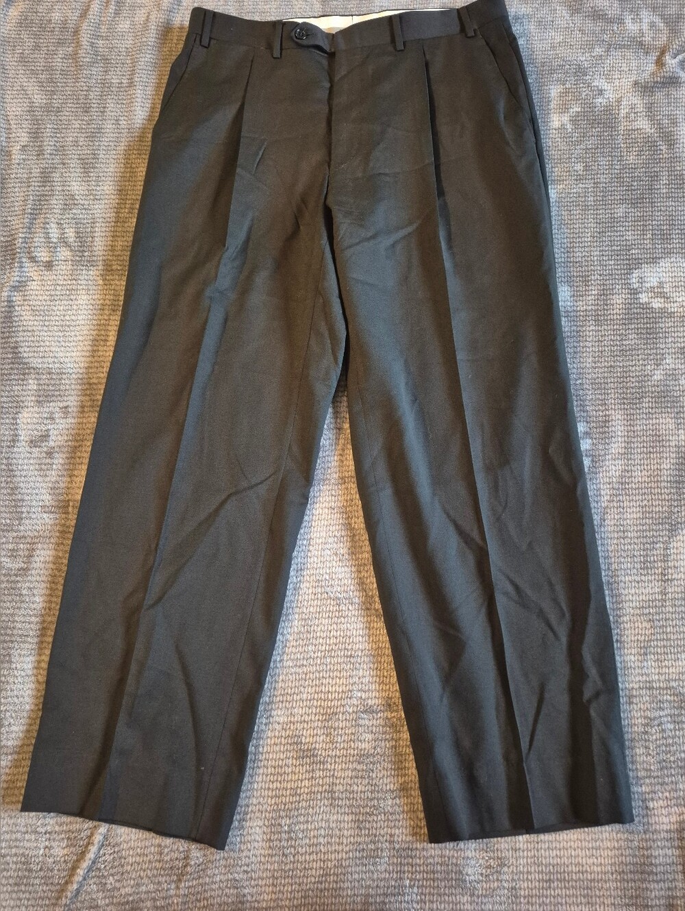 Canali 1934 Pants Trousers Pleated Front 34x28 Black Wool Italy Luxury Business
